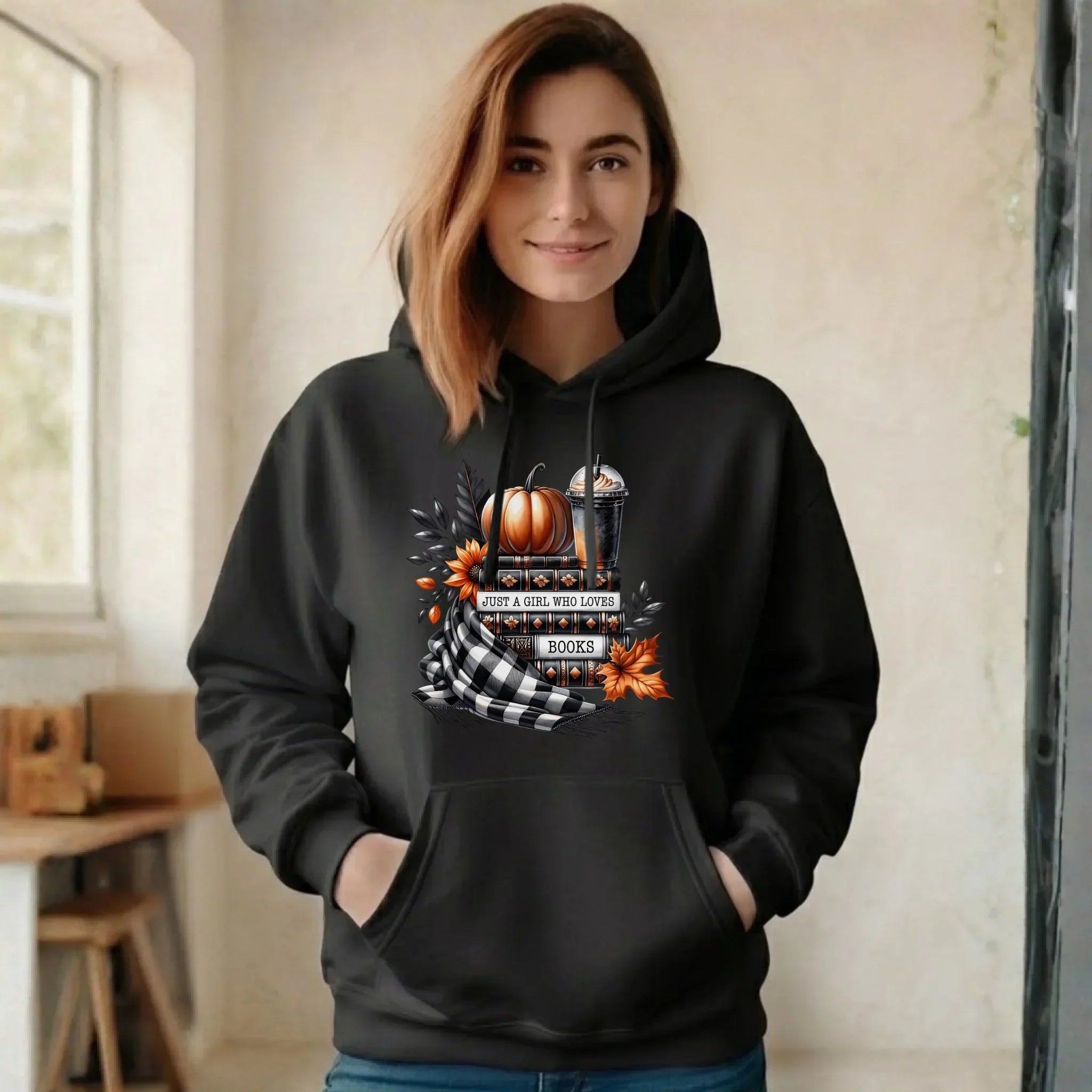 Bluza damska z kapturem jesieniara - Książkara - prezent dla miłośniczki czytania książek JS13 - StoryCups.pl