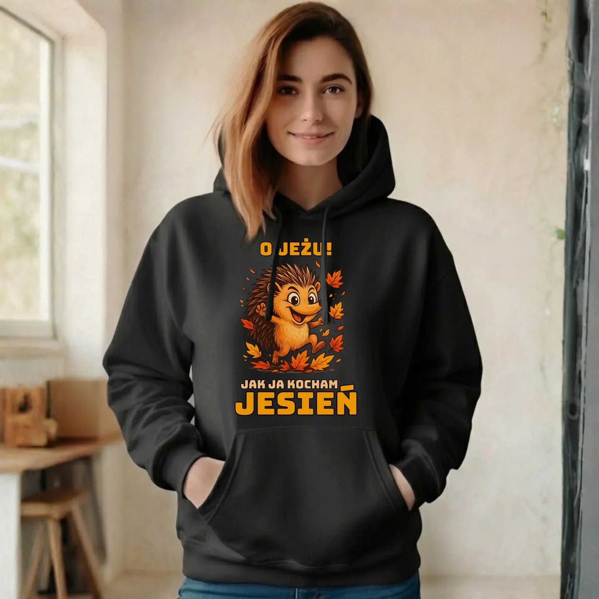 Bluza damska z kapturem jesienna - O JEŻU! Jak ja kocham jesień JS31 - StoryCups.pl