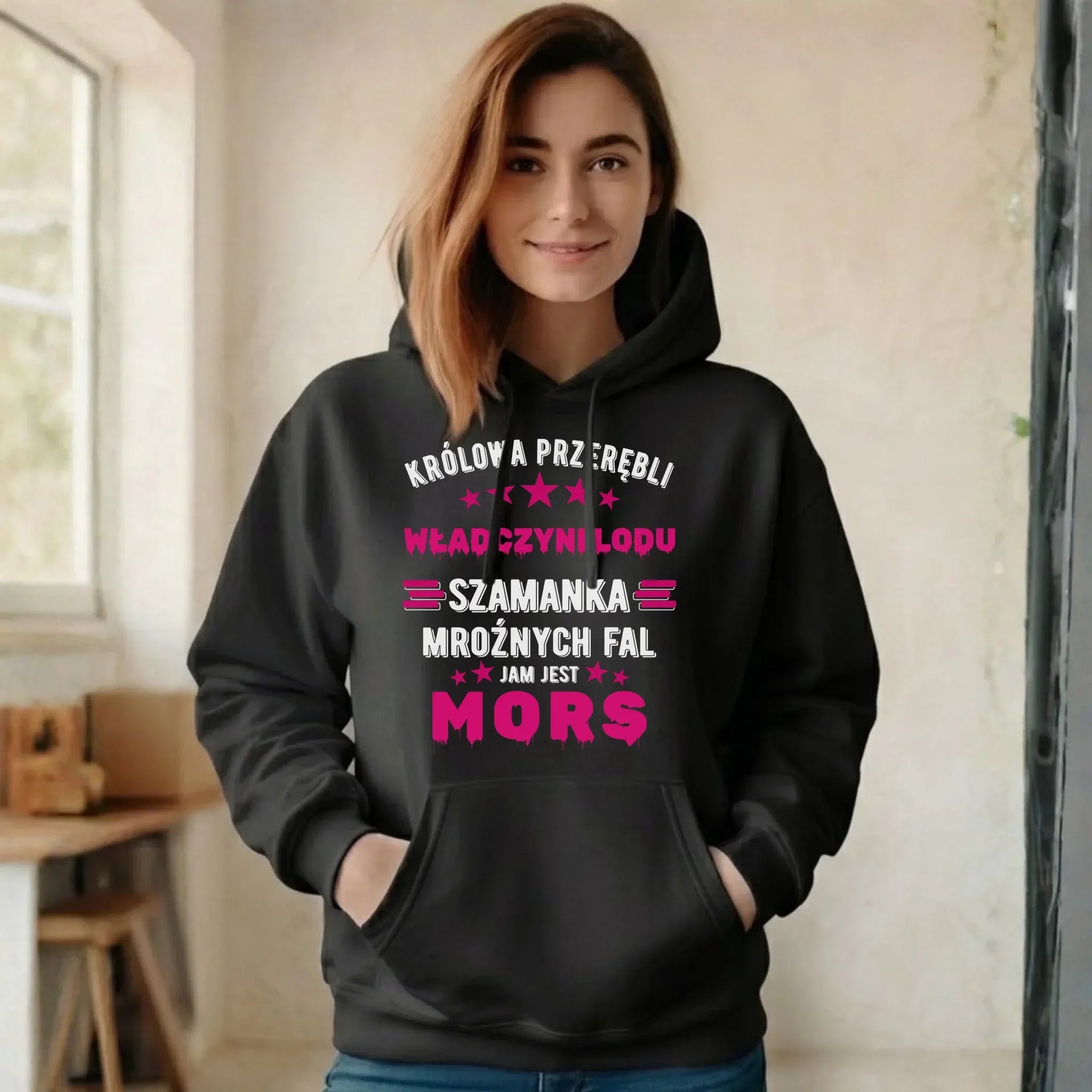 Bluza damska z kapturem - prezent dla morsa - Królowa przerębli Jam jest mors HM17 - StoryCups.pl