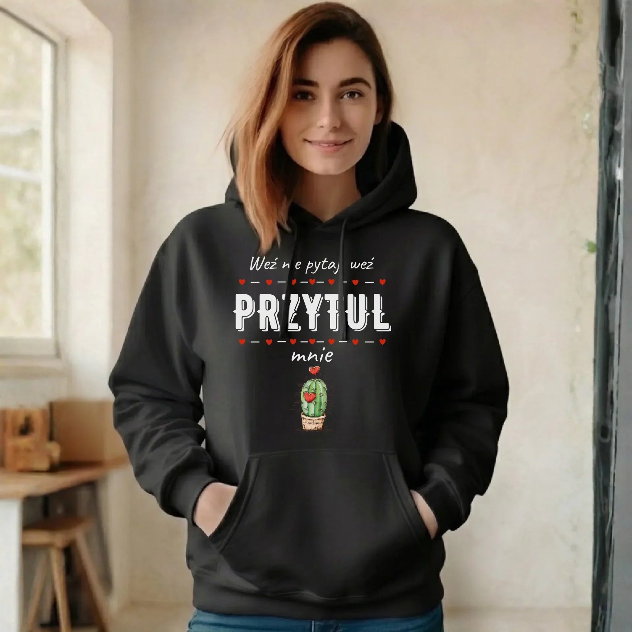 Bluza damska z kapturem - Weź nie pytaj, weź przytul mnie W49 - StoryCups.pl