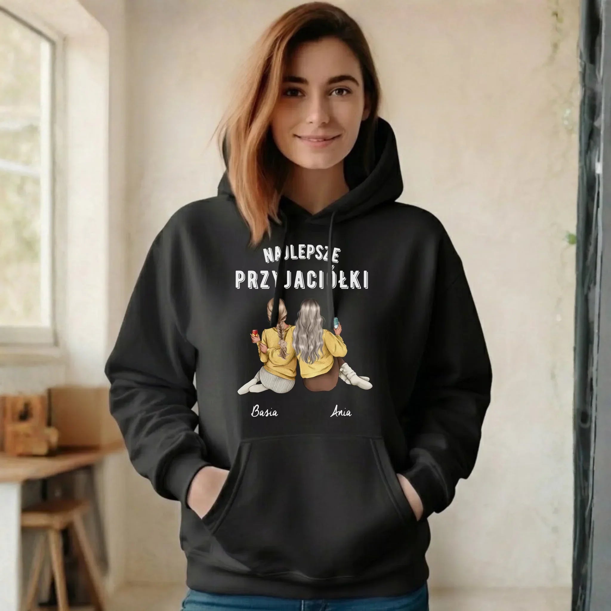 Bluza damska z kapturem - prezent dla przyjaciółek - Najlepsze przyjaciółki 2-4 osób - personalizowana PR01 - StoryCups.pl