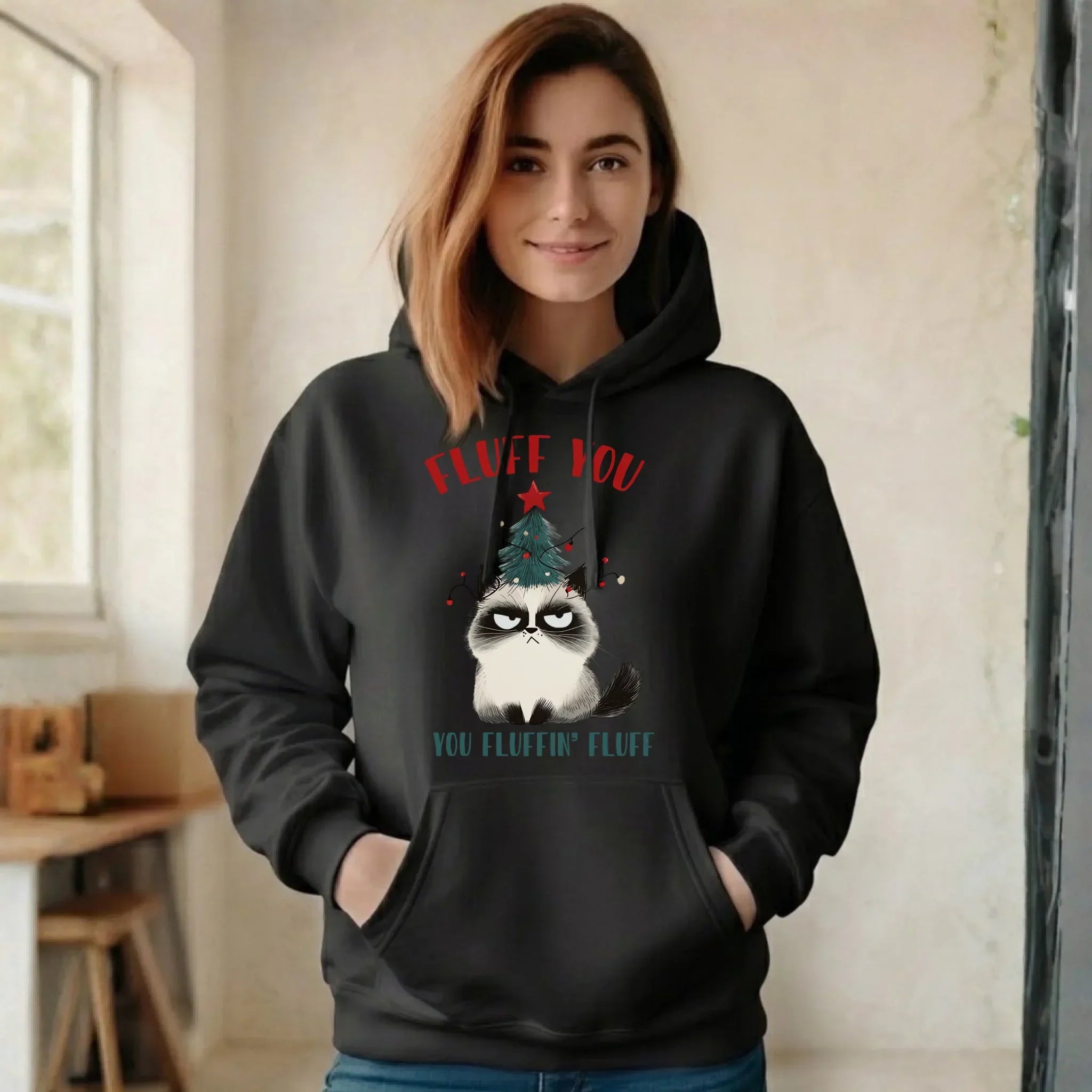 Bluza damska z kapturem świąteczna - Fluff You BN10 - StoryCups.pl