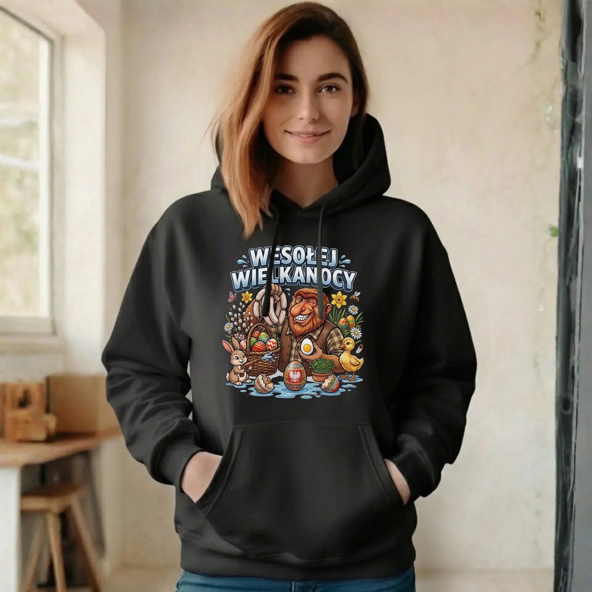 Bluza damska z kapturem wielkanocna - Janusz Nosacz - Wesołej Wielkanocy WN21 - StoryCups.pl