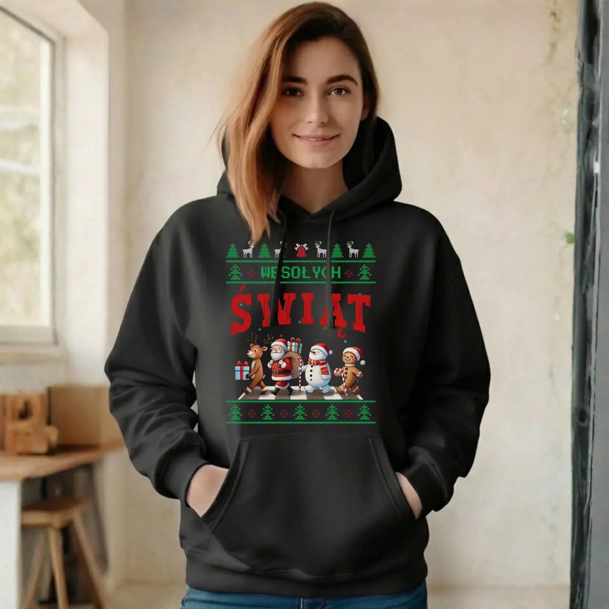 Bluza damska z kapturem świąteczna - Wesołych Świąt BN06 - StoryCups.pl
