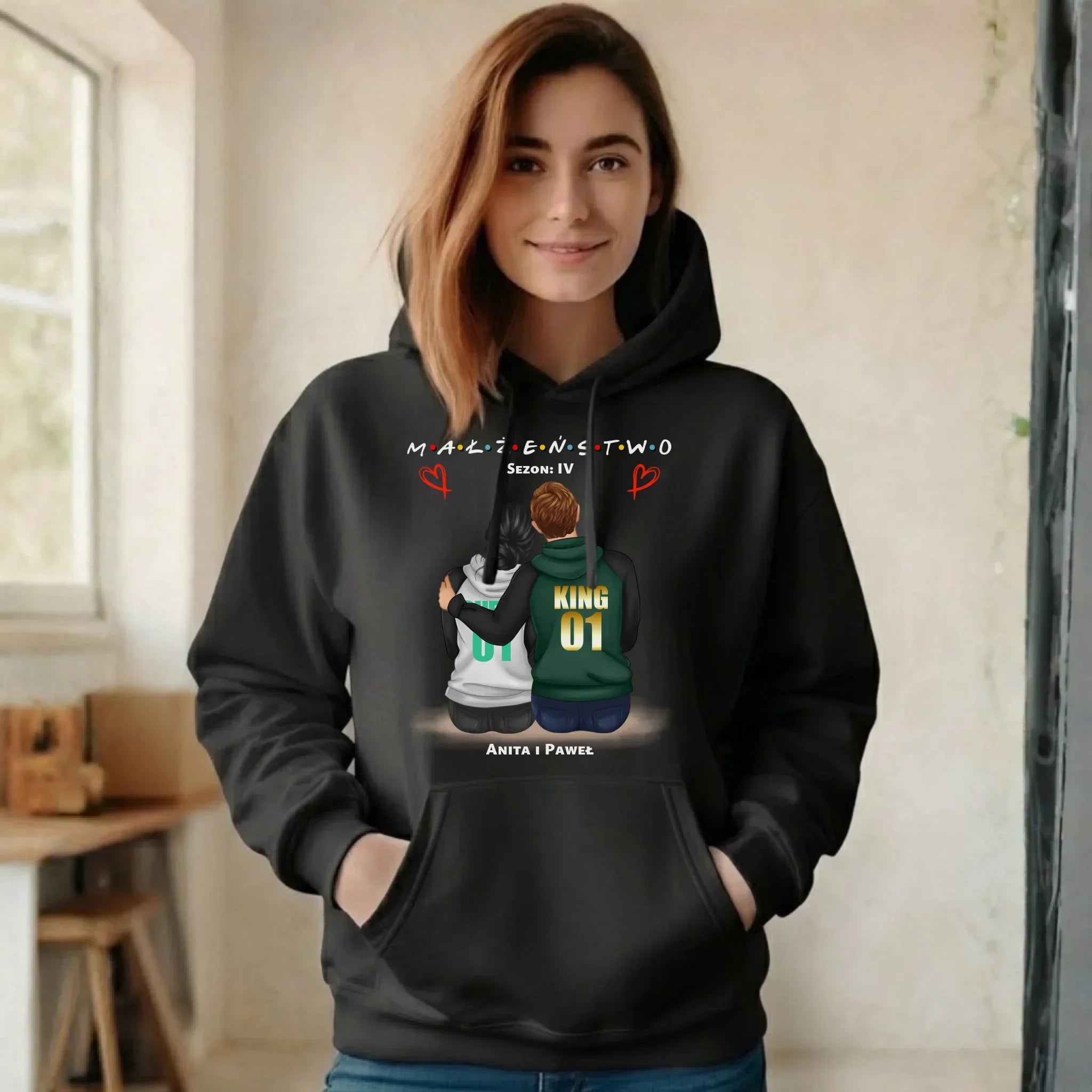 Bluza damska z kapturem dla żony - Małżeństwo Sezon - personalizowana W05 - StoryCups.pl