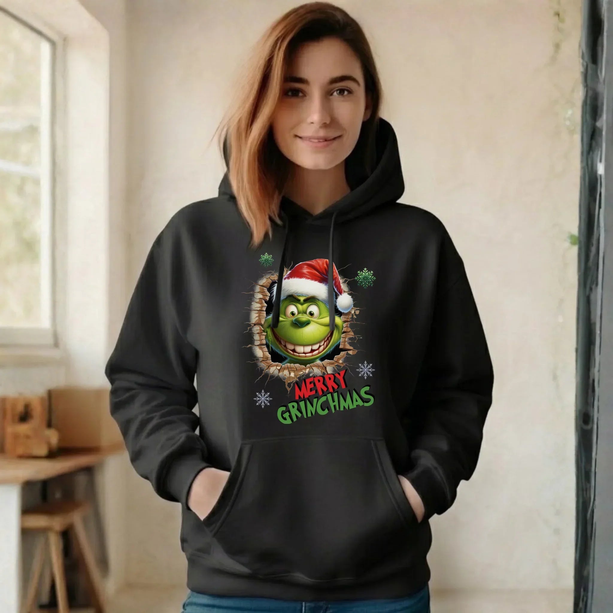 Bluza damska z kapturem świąteczna - Grinch - Merry Grinchmas BN113 - StoryCups.pl