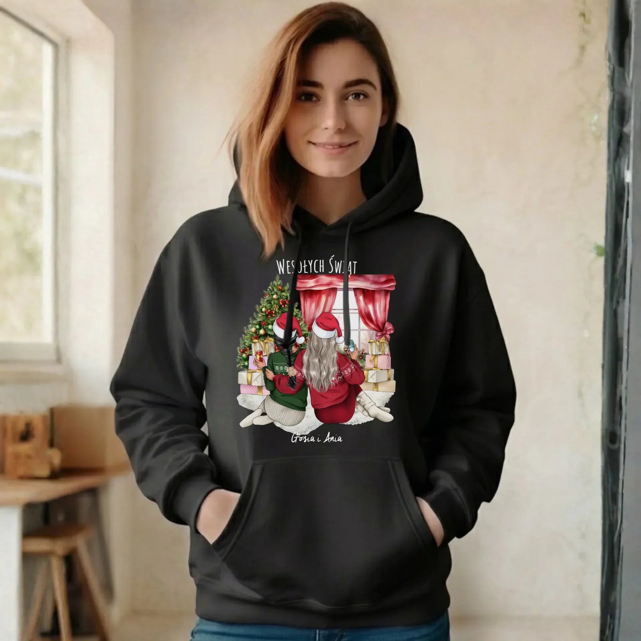 Bluza damska z kapturem świąteczna - prezent dla przyjaciółki - 2-4 przyjaciółek - personalizowana PR06 - StoryCups.pl