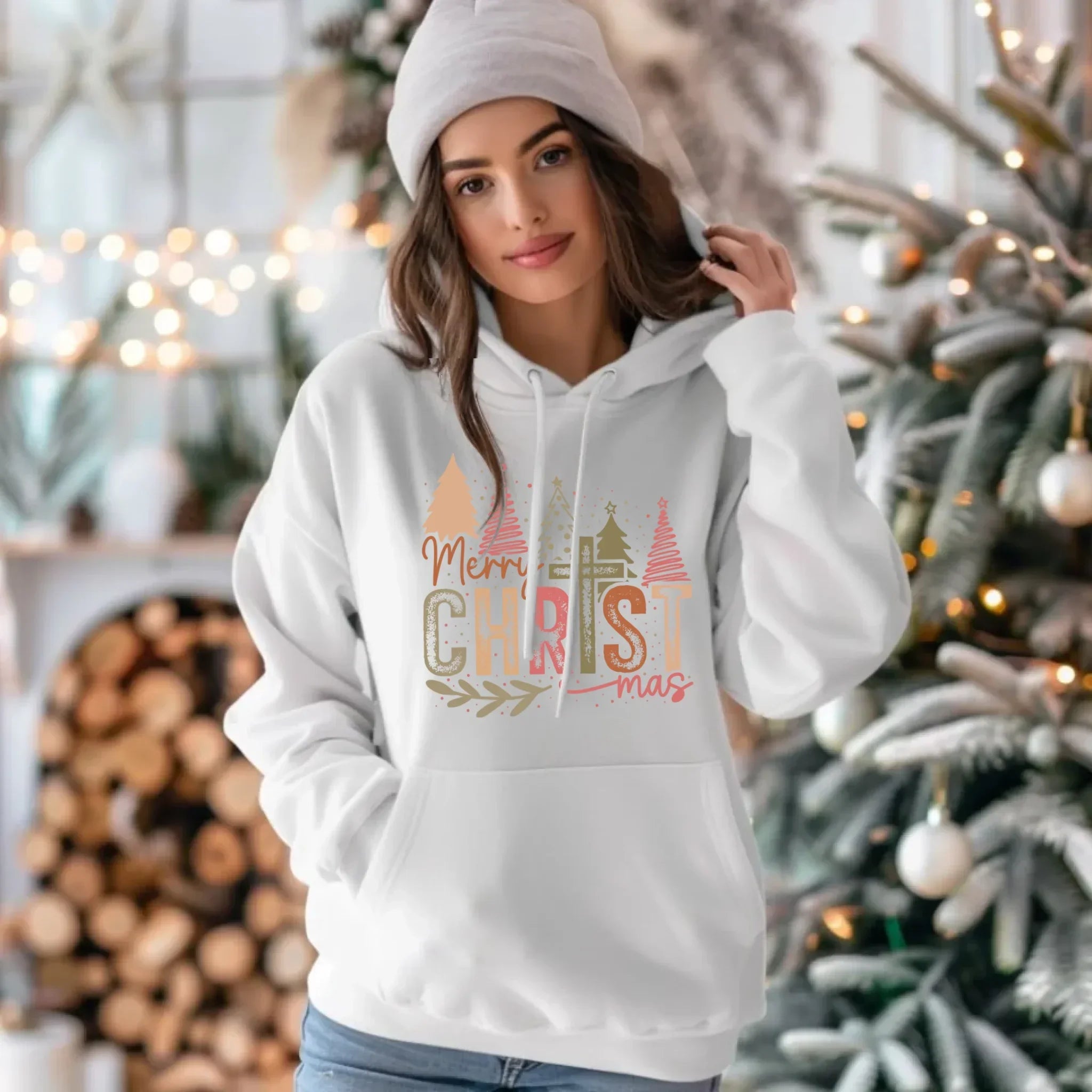 Bluza damska z kapturem świąteczna - Merry Christmas BN01 - StoryCups.pl