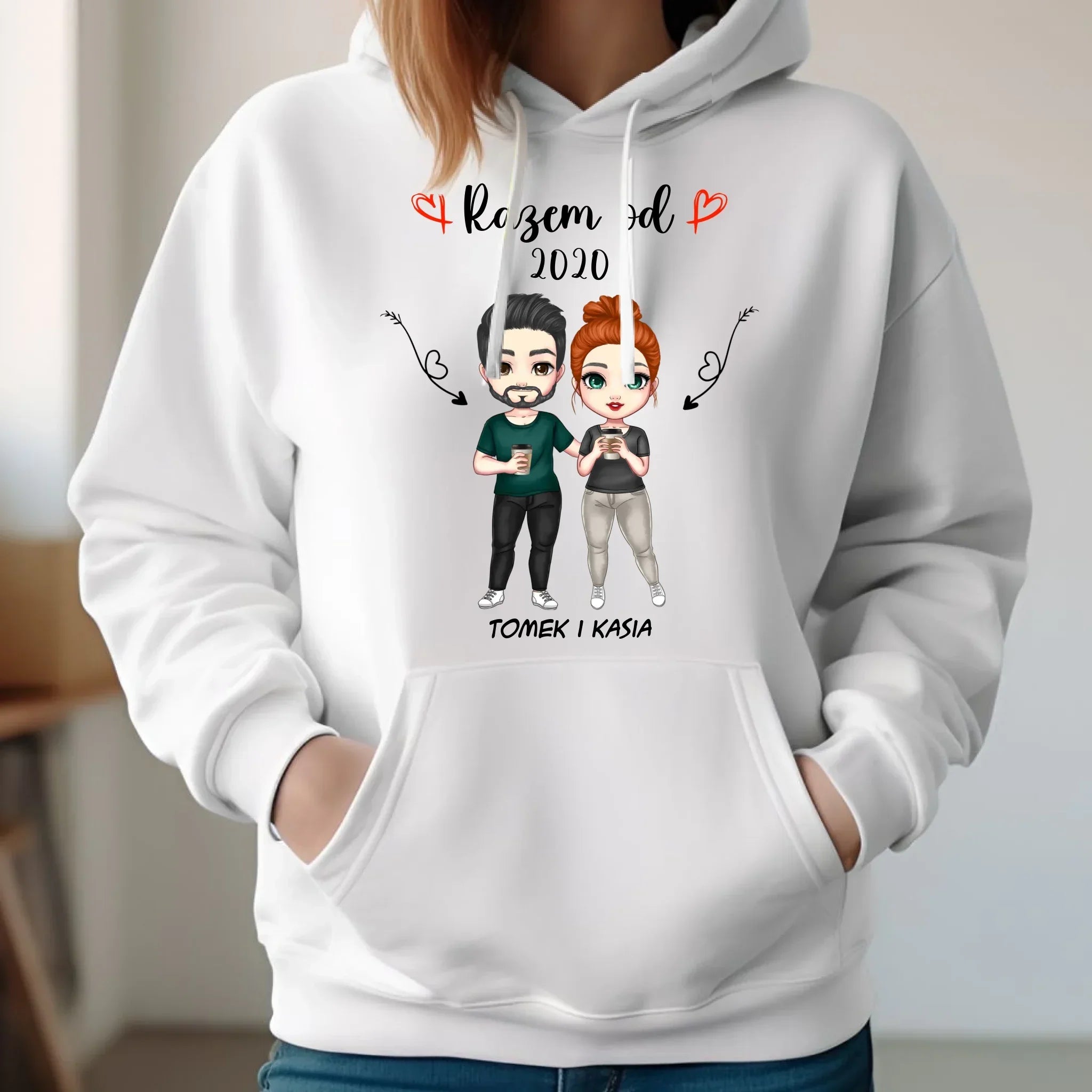Bluza damska z kapturem - Para razem od - personalizowana W01 - StoryCups.pl
