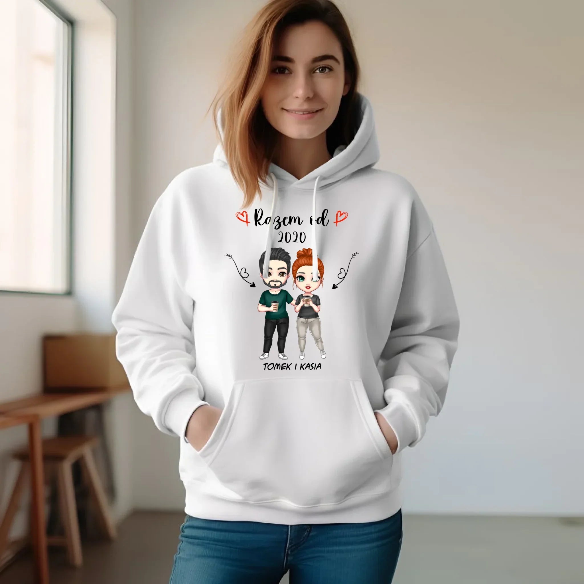 Bluza damska z kapturem - Para razem od - personalizowana W01 - StoryCups.pl