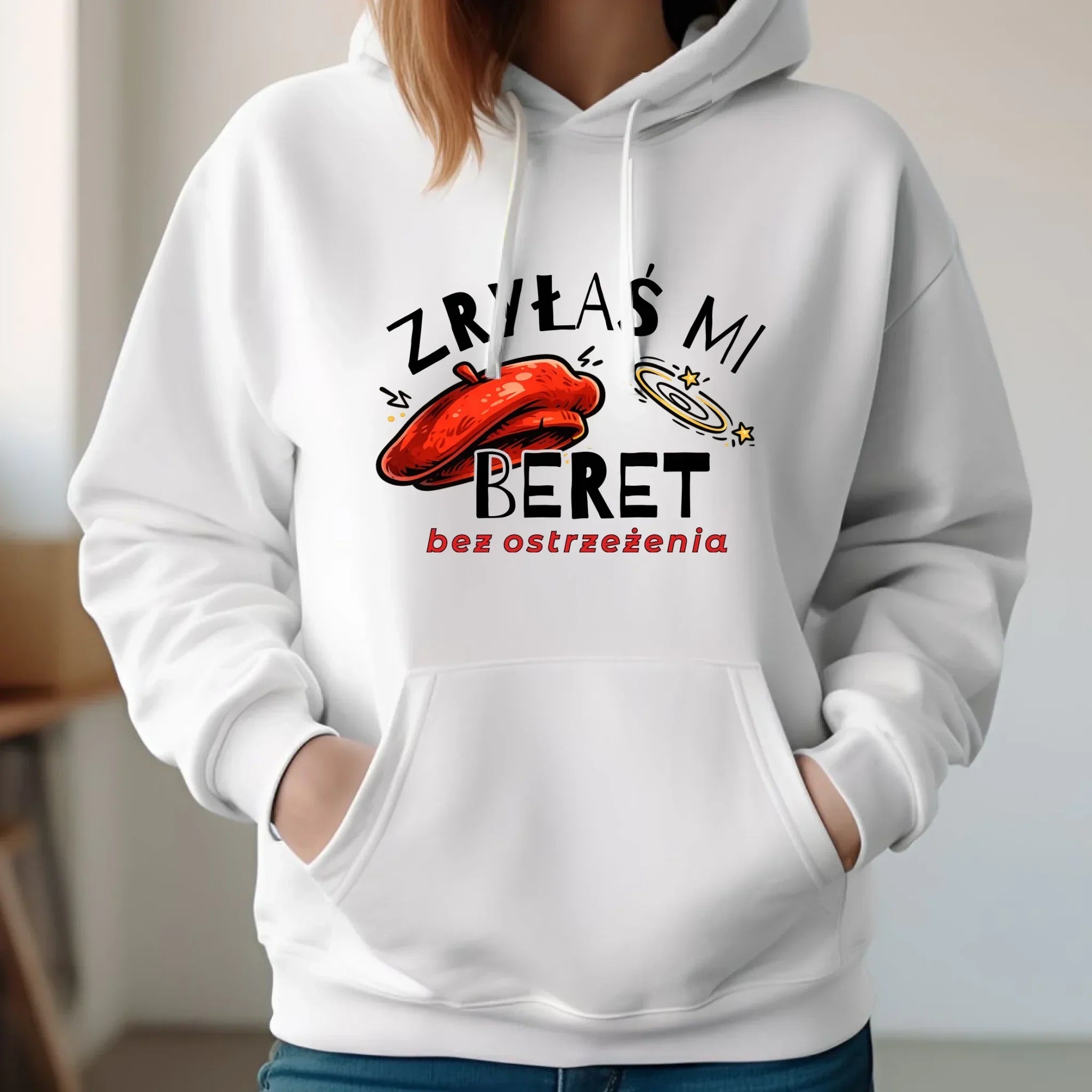 Bluza damska z kapturem - Zryłaś mi beret DZ34 - StoryCups.pl