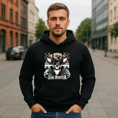 Bluza męska z kapturem wielkanocna - Jeleń Survival Egg hunter WN19 - StoryCups.pl