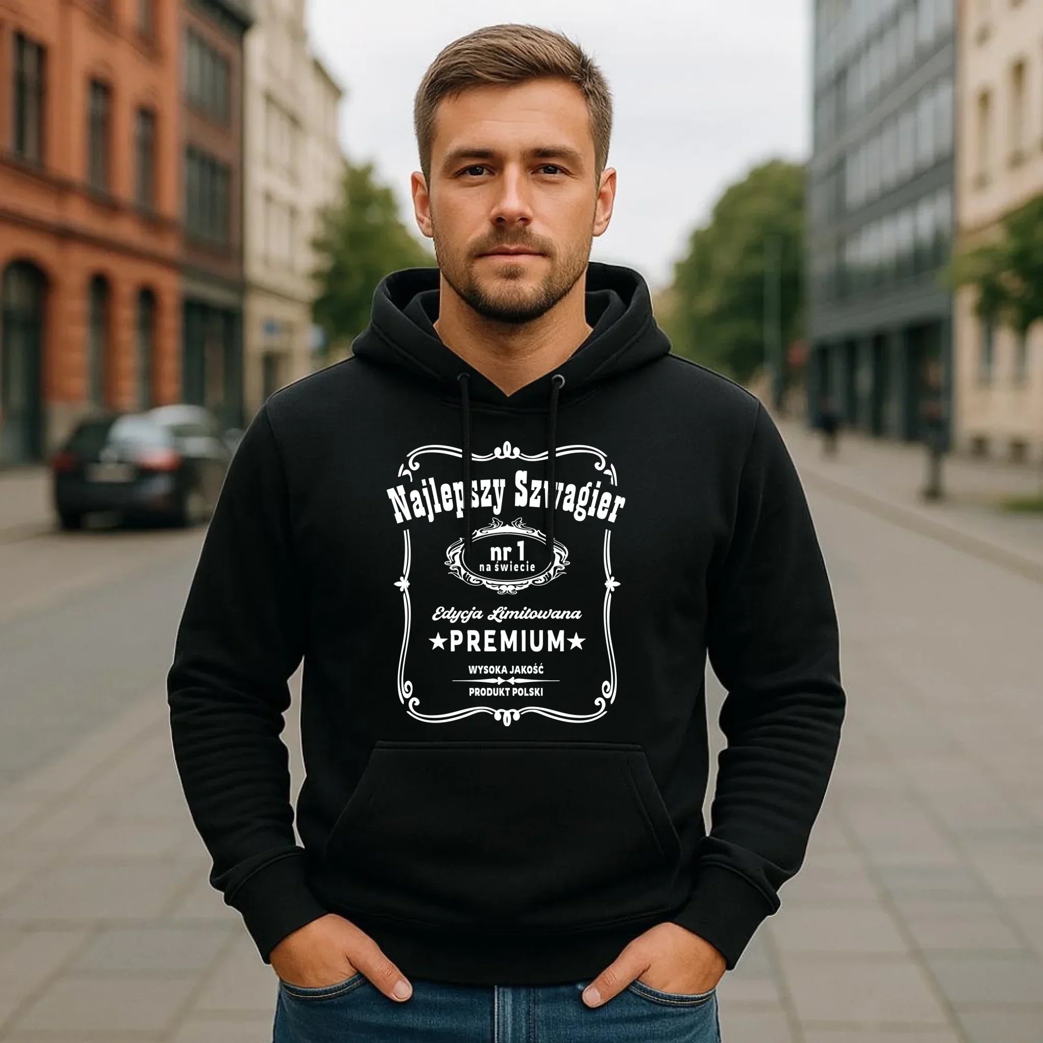 Bluza męska z kapturem dla szwagra - Najlepszy Szwagier Edycja Limitowana DSZ02 - StoryCups.pl
