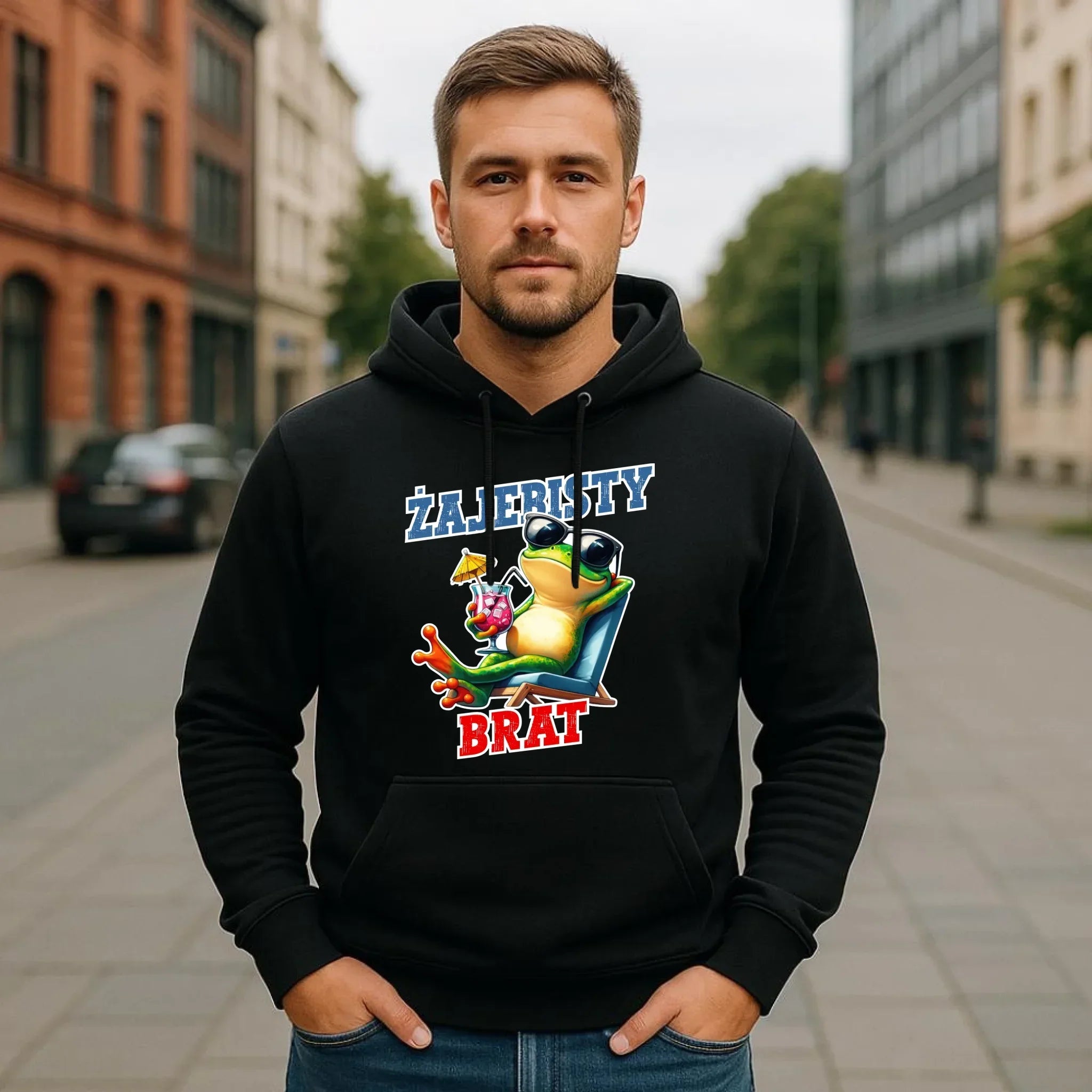 Bluza męska z kapturem dla brata - Żajebisty Brat DB01 - StoryCups.pl