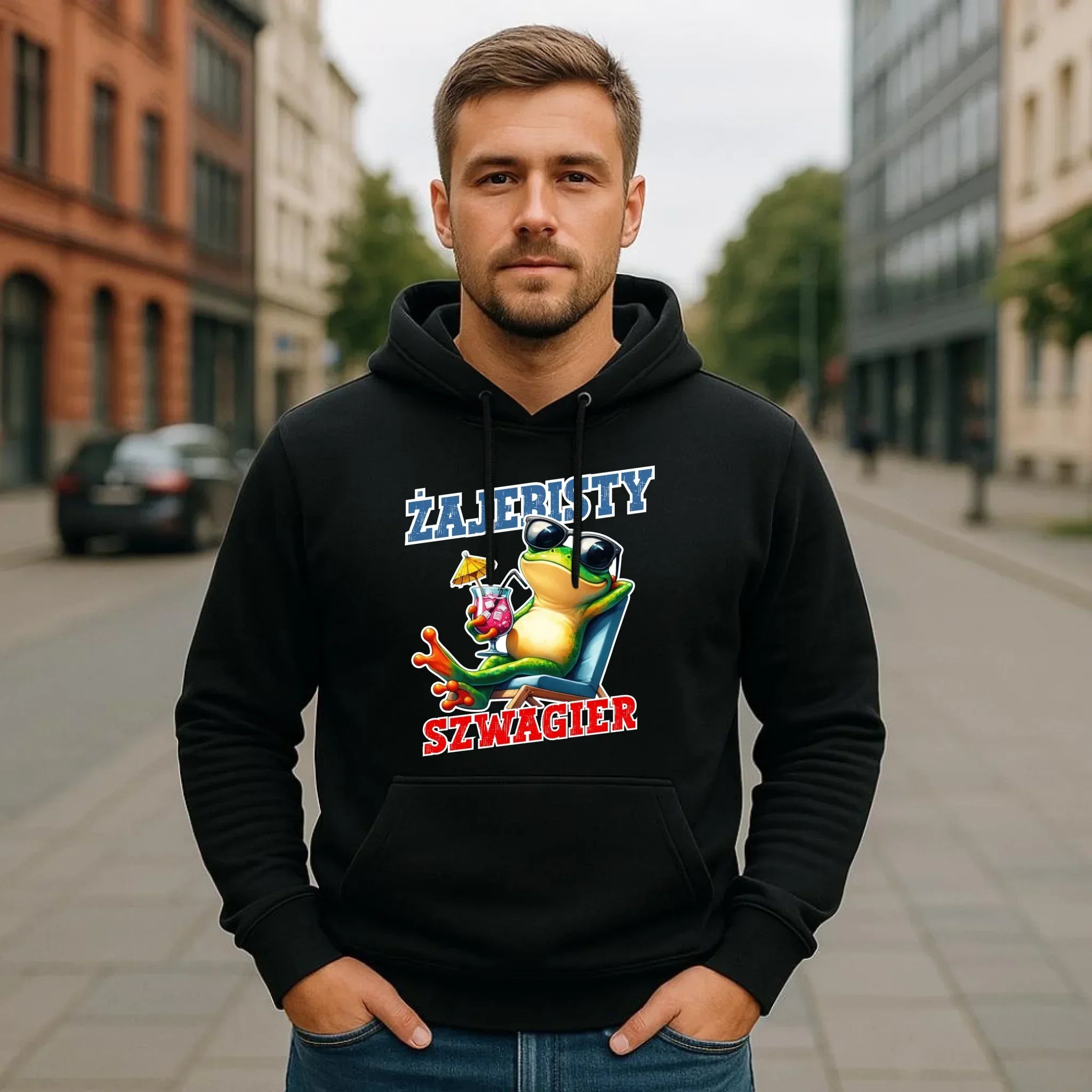 Bluza męska z kapturem dla szwagra - Żajebisty Szwagier DSZ01 - StoryCups.pl