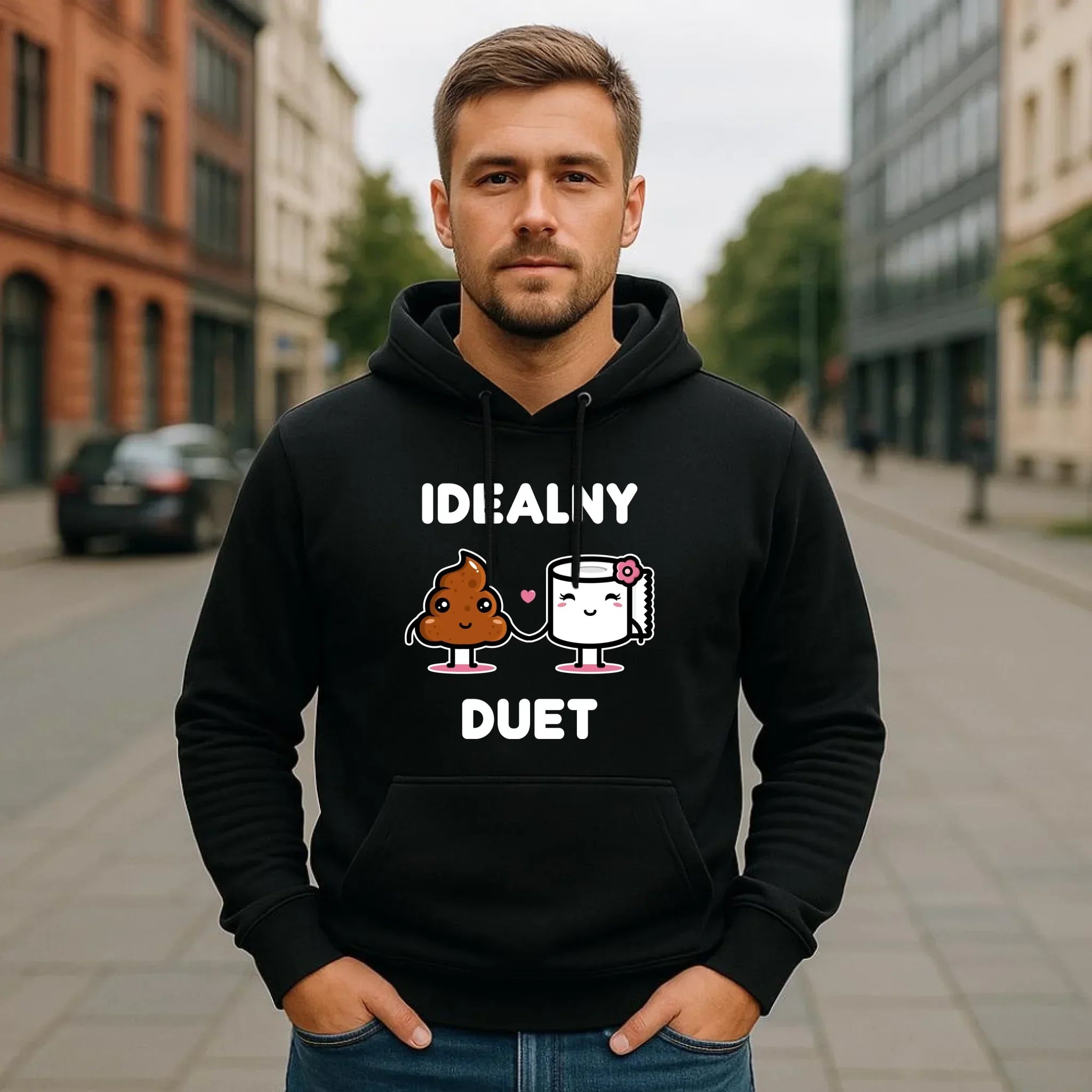 Bluza męska z kapturem - Idealny Duet W92 - StoryCups.pl