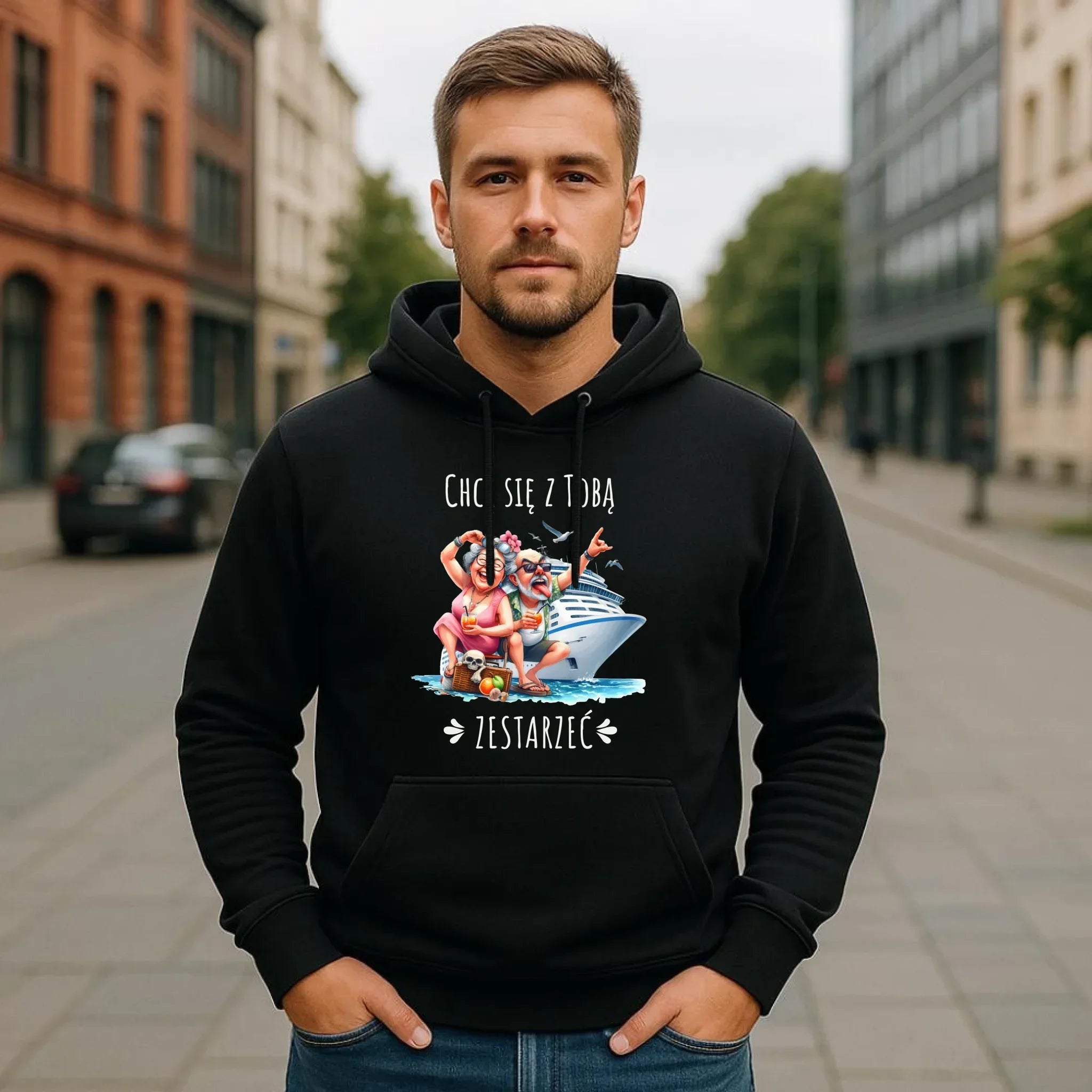 Bluza męska z kapturem - Chcę się z Tobą zestarzeć W80 - StoryCups.pl