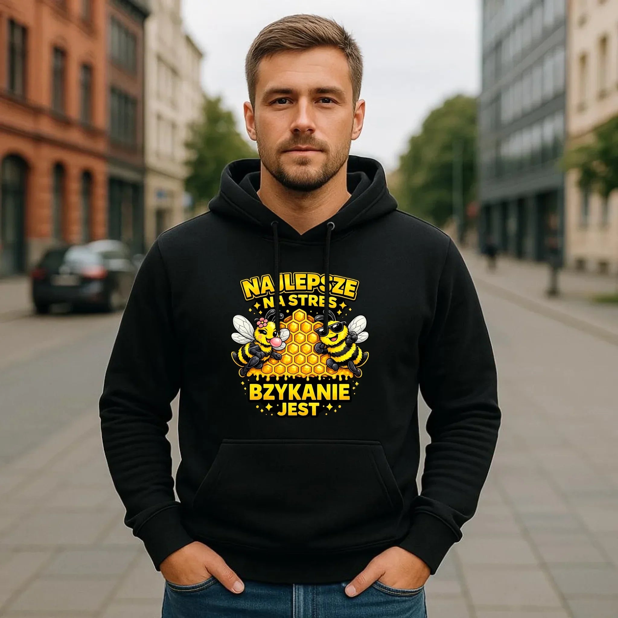 Bluza męska z kapturem - Najlepsze na stres bzykanie jest W79 - StoryCups.pl