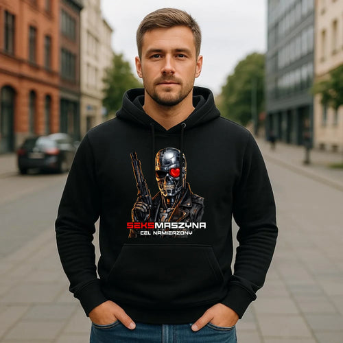 Bluza męska z kapturem dla faceta - Cyborg z sercem Seks maszyna DCH32 - StoryCups.pl