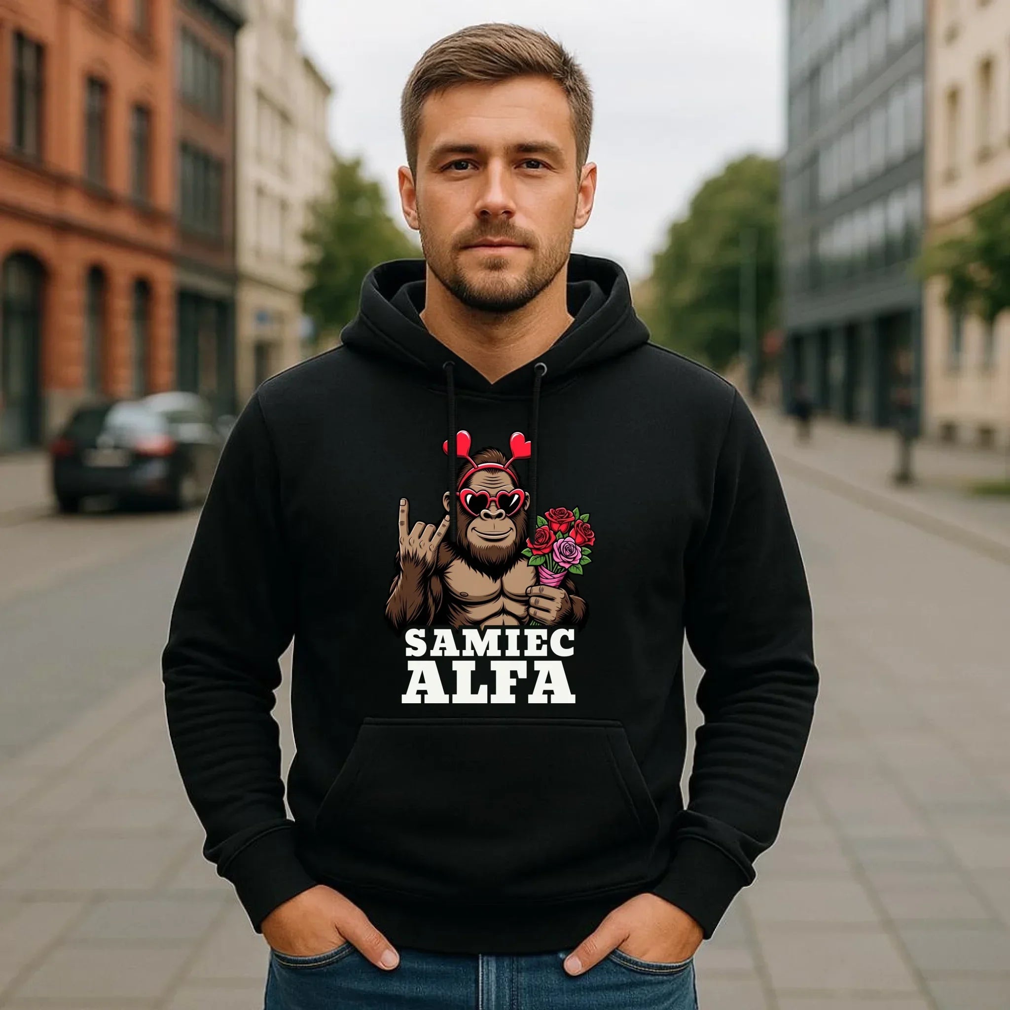 Bluza męska z kapturem - Samiec Alfa W74 - StoryCups.pl