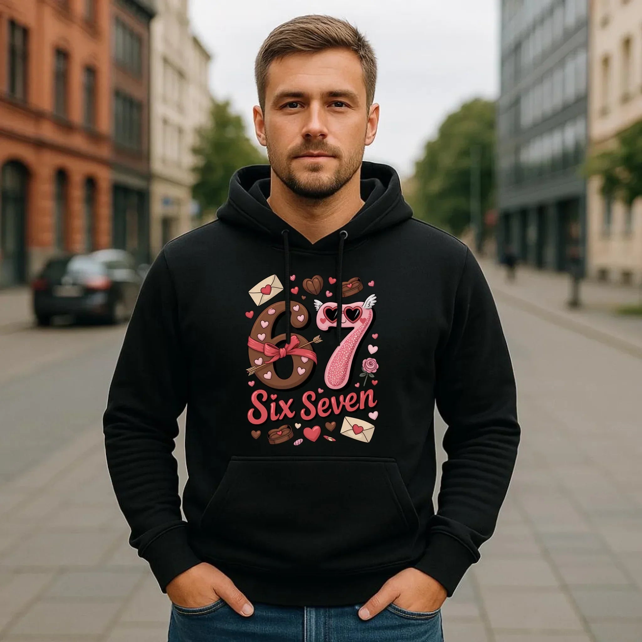 Bluza męska z kapturem - Miłość Six Seven 67 W72 - StoryCups.pl