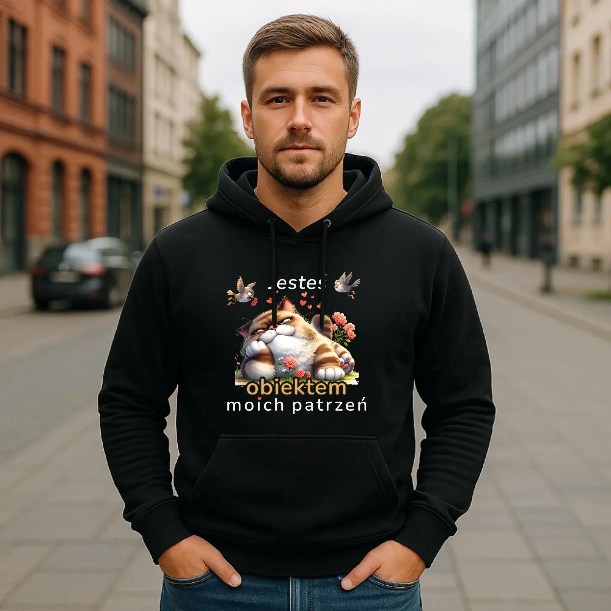 Bluza męska z kapturem - Jesteś obiektem moich patrzeń W68 - StoryCups.pl
