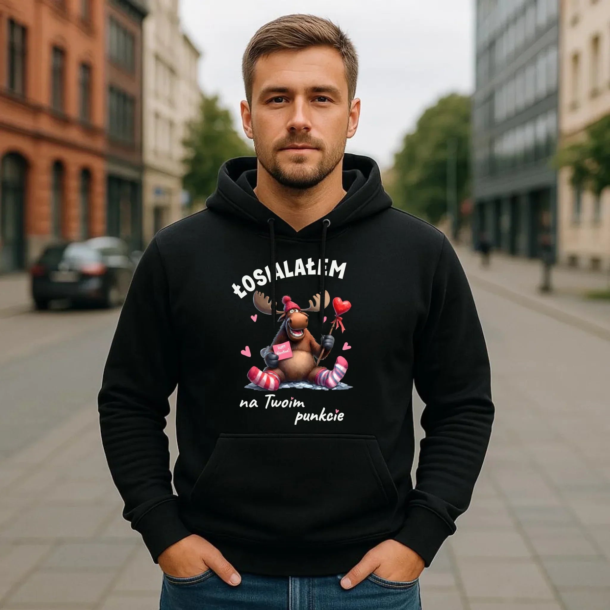 Bluza męska z kapturem - Łosialałem na Twoim punkcie W66 - StoryCups.pl