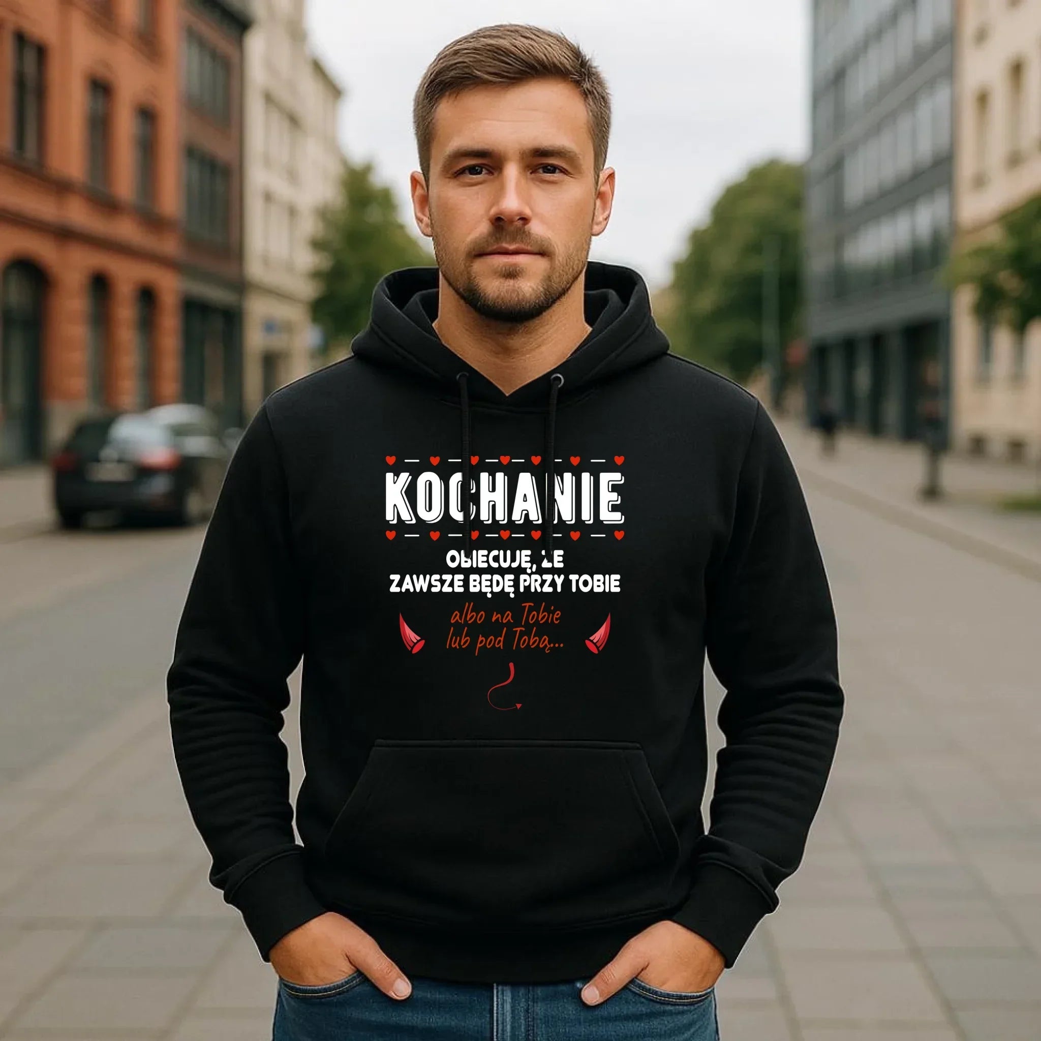 Bluza męska z kapturem - Obiecuję, że zawsze będę przy Tobie W50 - StoryCups.pl