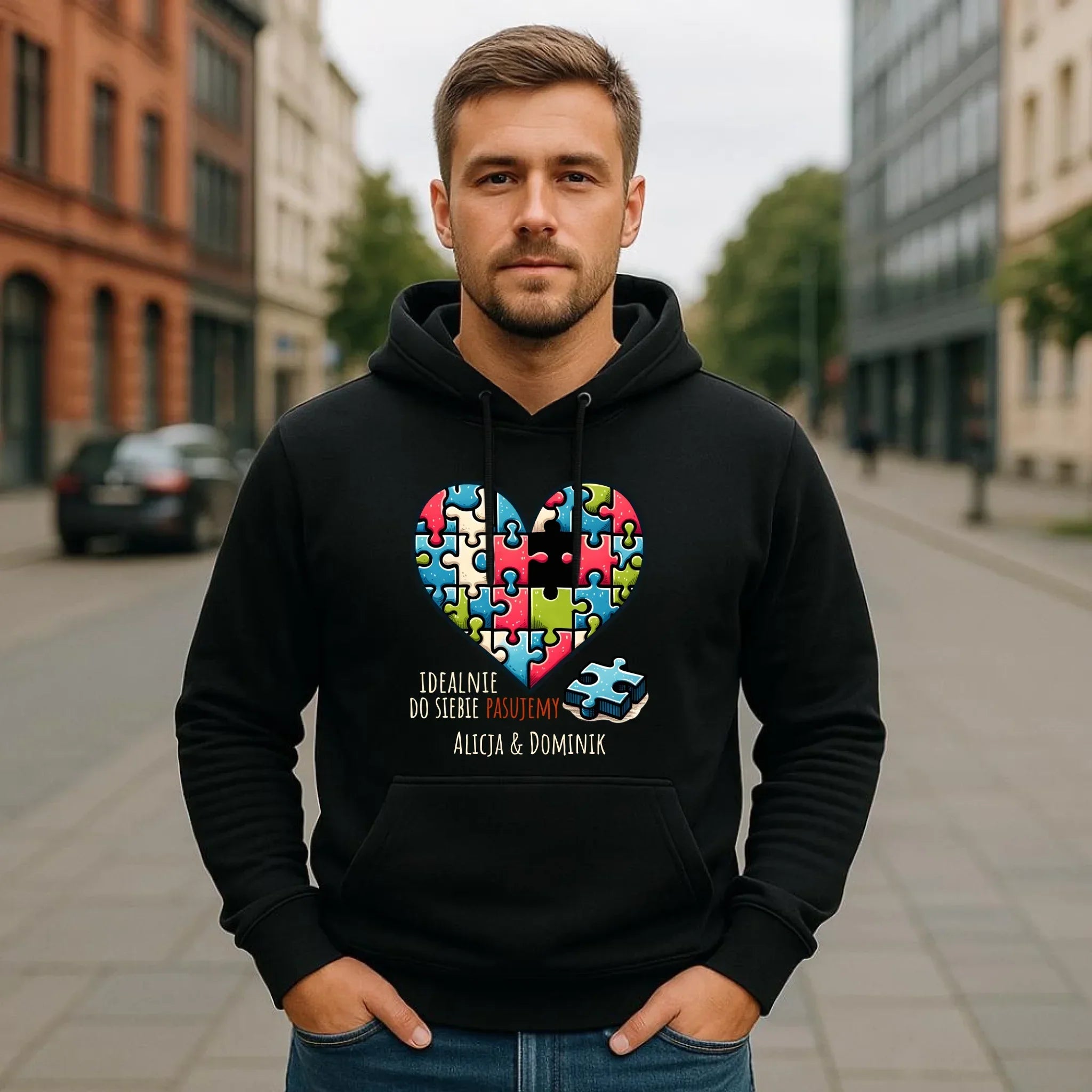 Bluza męska z kapturem - Idealnie do siebie pasujemy - personalizowana W44 - StoryCups.pl