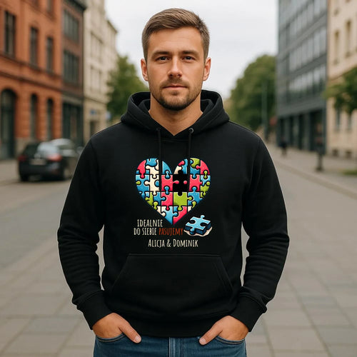 Bluza męska z kapturem - Idealnie do siebie pasujemy - personalizowana W44 - StoryCups.pl