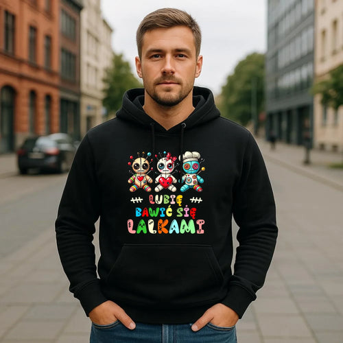 Bluza męska z kapturem - Voodoo Lubię bawić się lalkami W52 - StoryCups.pl