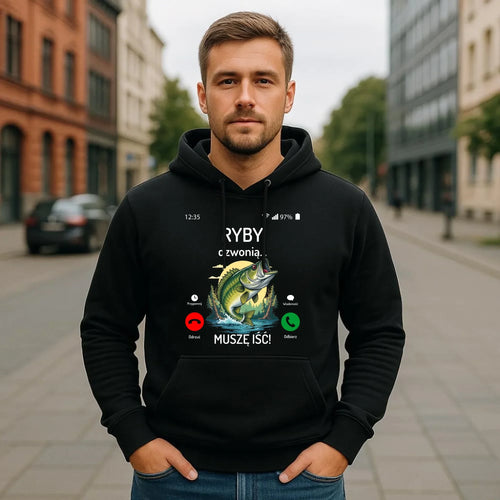 Bluza z kapturem dla dziadka wędkarza - Ryby dzwonią muszę iść D37 - StoryCups.pl