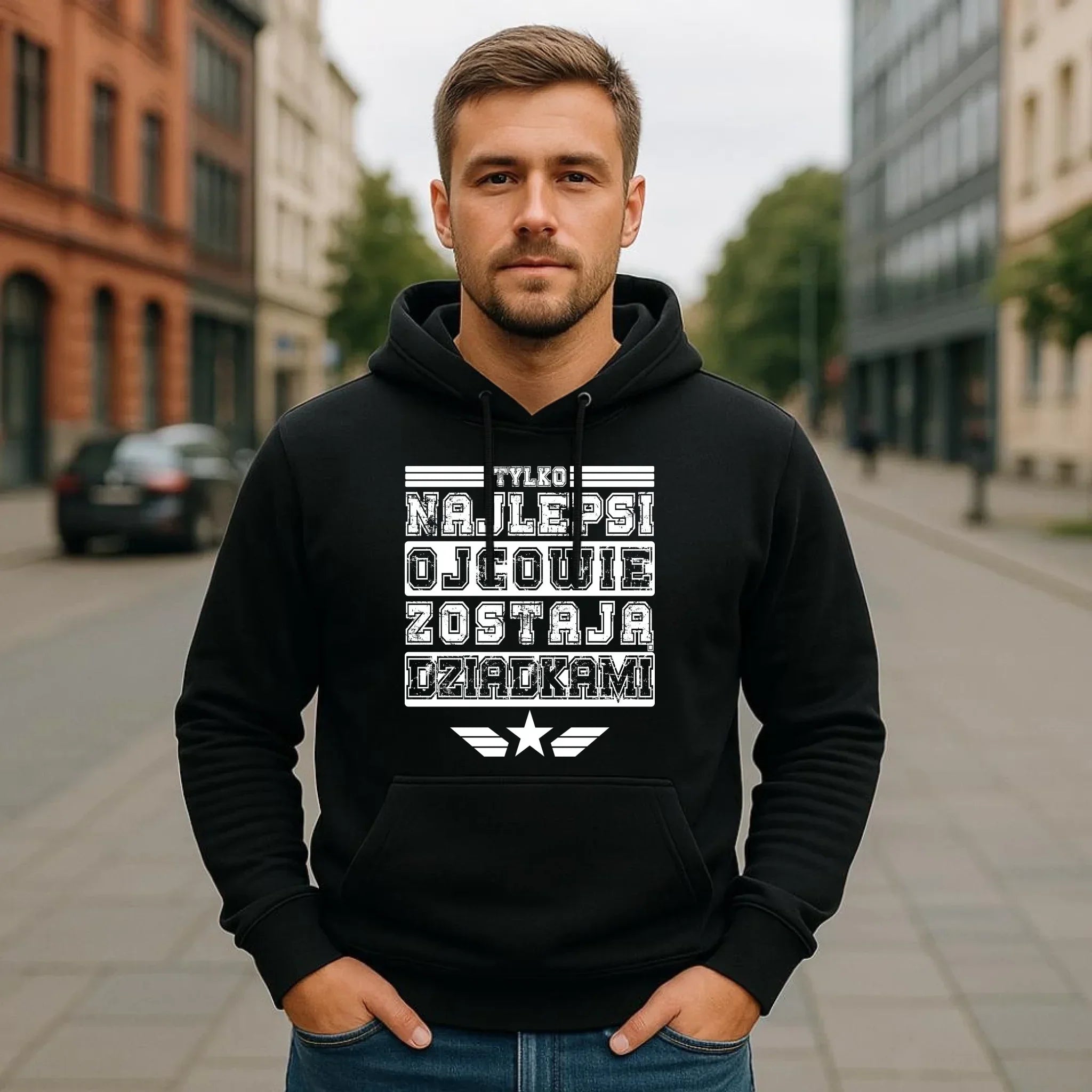 Bluza z kapturem dla dziadka - Tylko najlepsi ojcowie zostają dziadkami D25 - StoryCups.pl