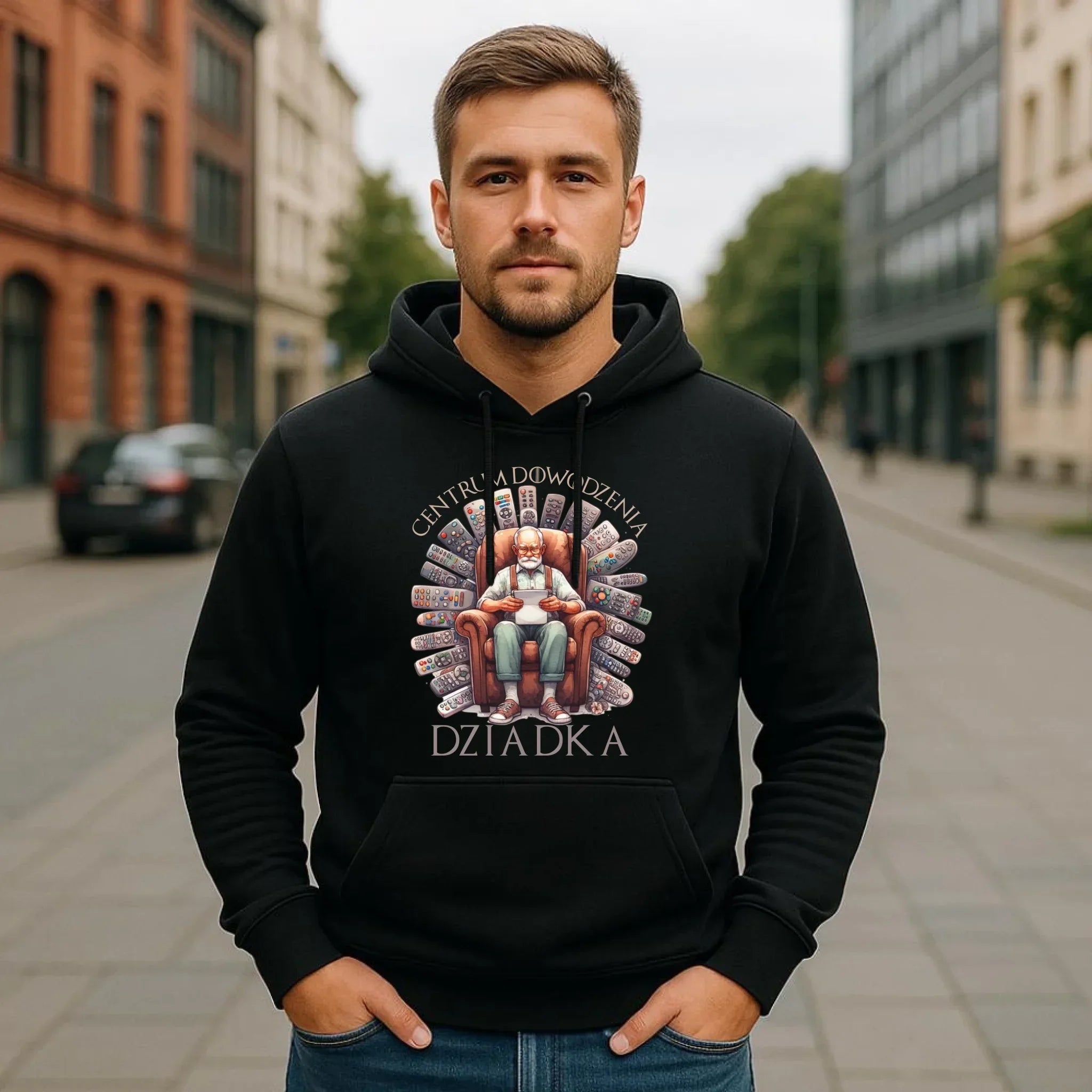 Bluza z kapturem dla dziadka - Centrum dowodzenia D28 - StoryCups.pl