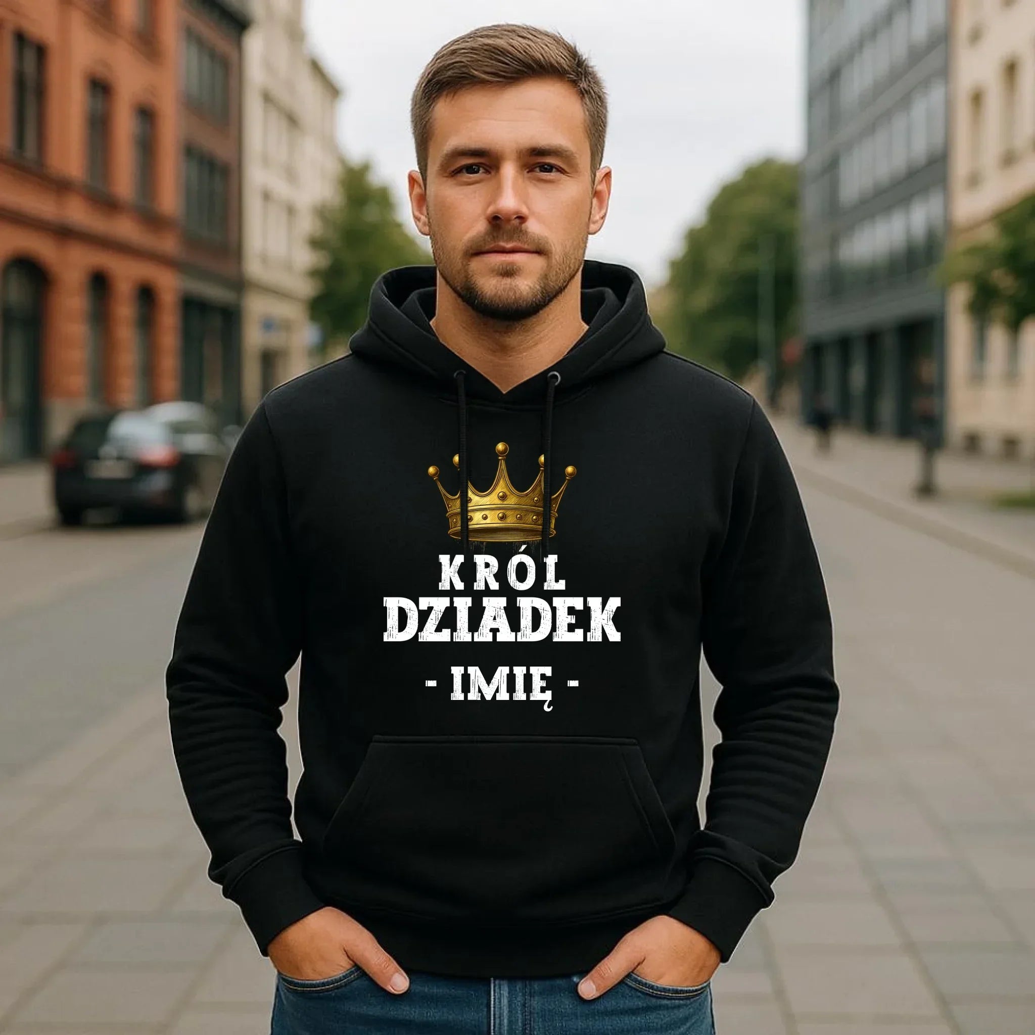 Bluza z kapturem dla dziadka - Król Dziadek - personalizowana D17 - StoryCups.pl