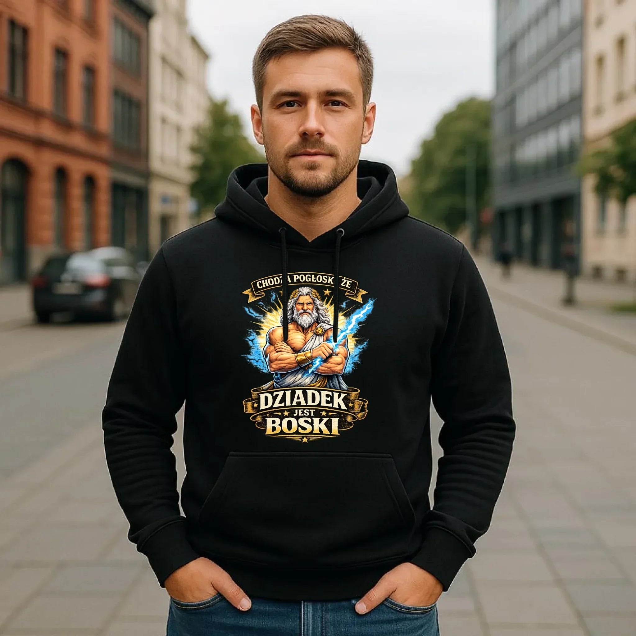 Bluza z kapturem dla dziadka - Chodzą pogłoski, że dziadek jest boski D16 - StoryCups.pl