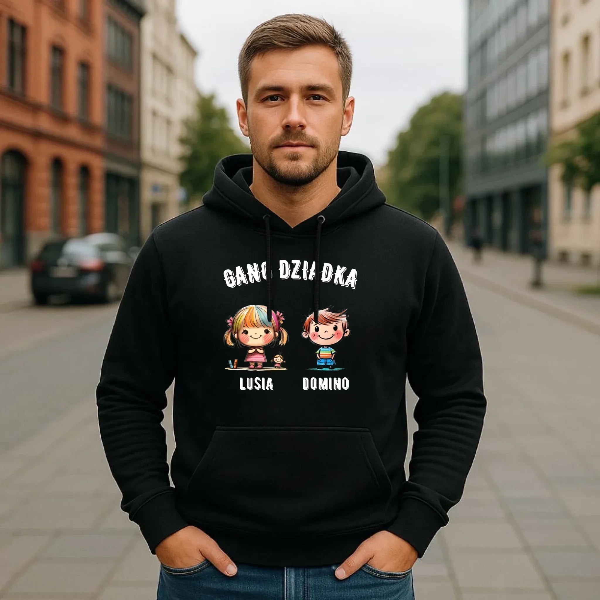 Bluza z kapturem dla dziadka - Gang Dziadka imiona wnuków 2-6 - personalizowana D18 - StoryCups.pl