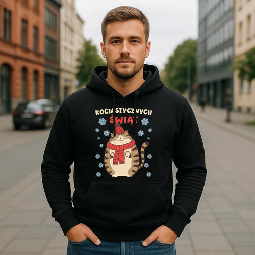 Bluza męska z kapturem świąteczna - prezent na święta - Kociastycznych świąt BN154 - StoryCups.pl