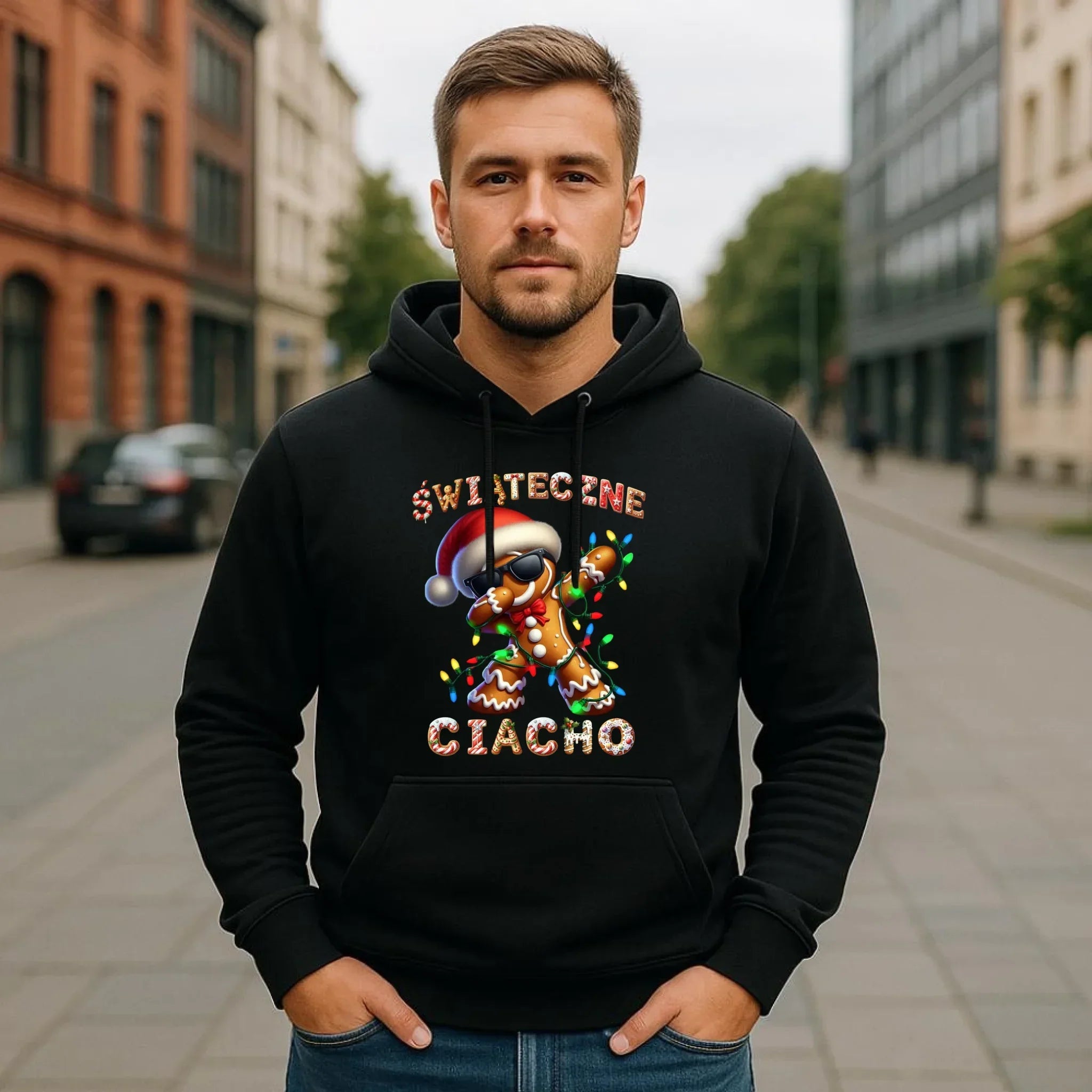 Bluza męska z kapturem świąteczna - Świąteczne Ciacho BN25 - StoryCups.pl