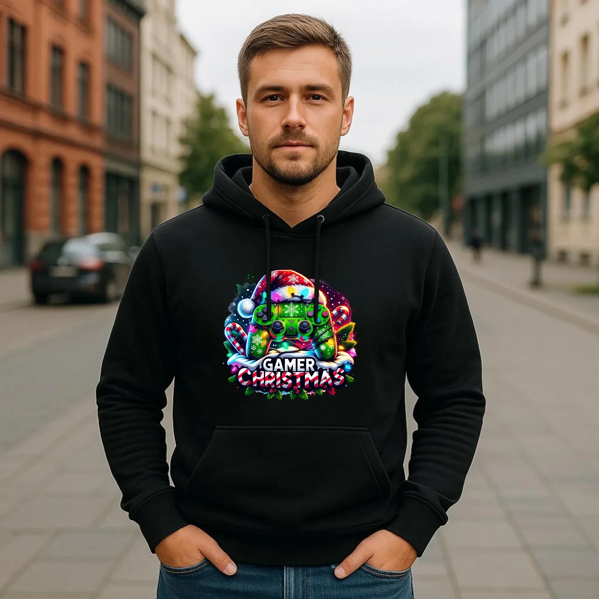 Bluza męska z kapturem świąteczna - prezent dla gracza - Christmas gamer BN22 - StoryCups.pl