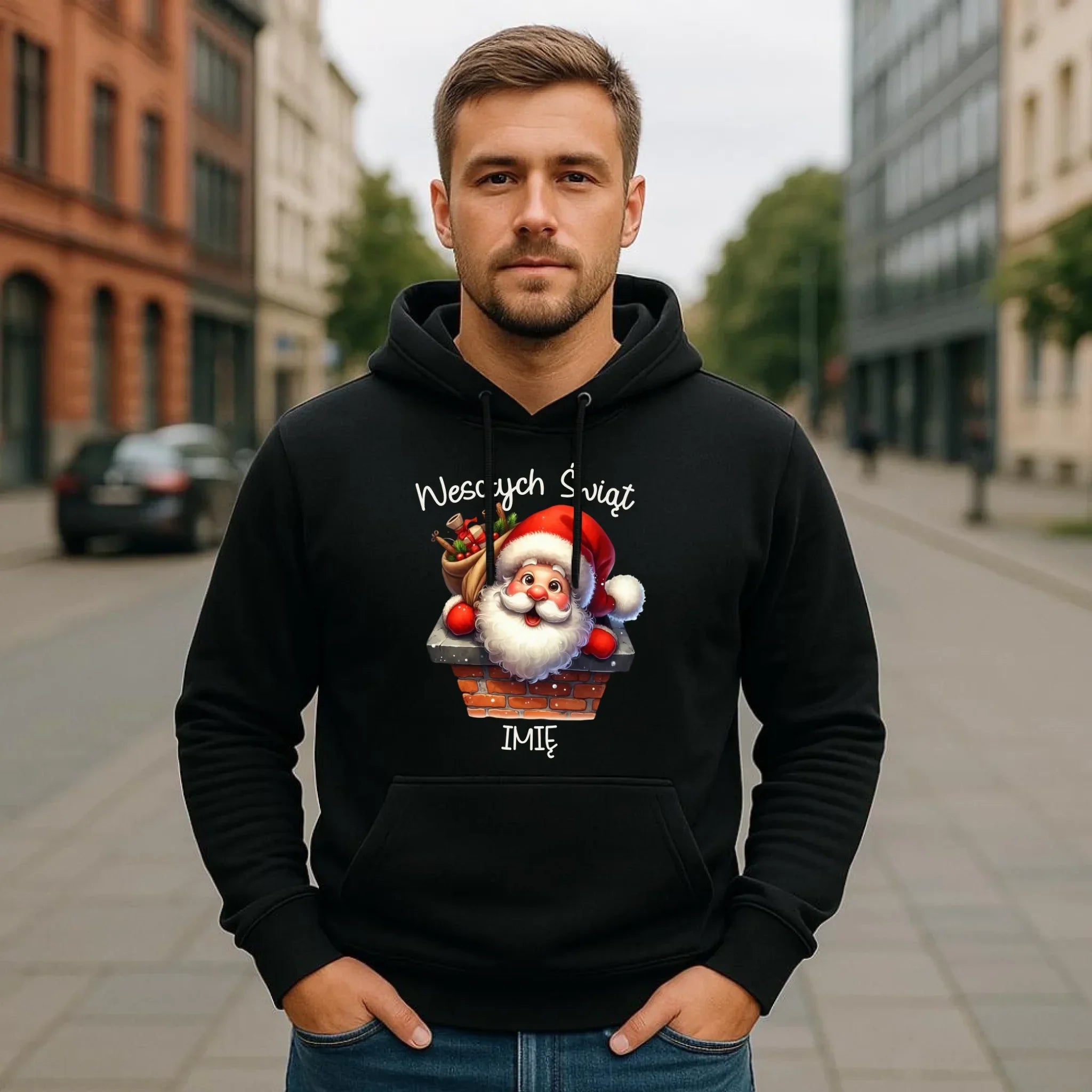 Bluza męska z kapturem świąteczna - prezent na Mikołajki Mikołaj - personalizowana BN08 - StoryCups.pl