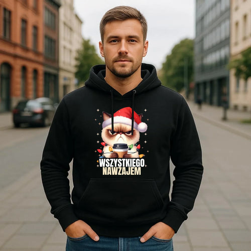 Bluza męska z kapturem świąteczna - Grumpy Cat Wszystkiego nawzajem BN33 - StoryCups.pl