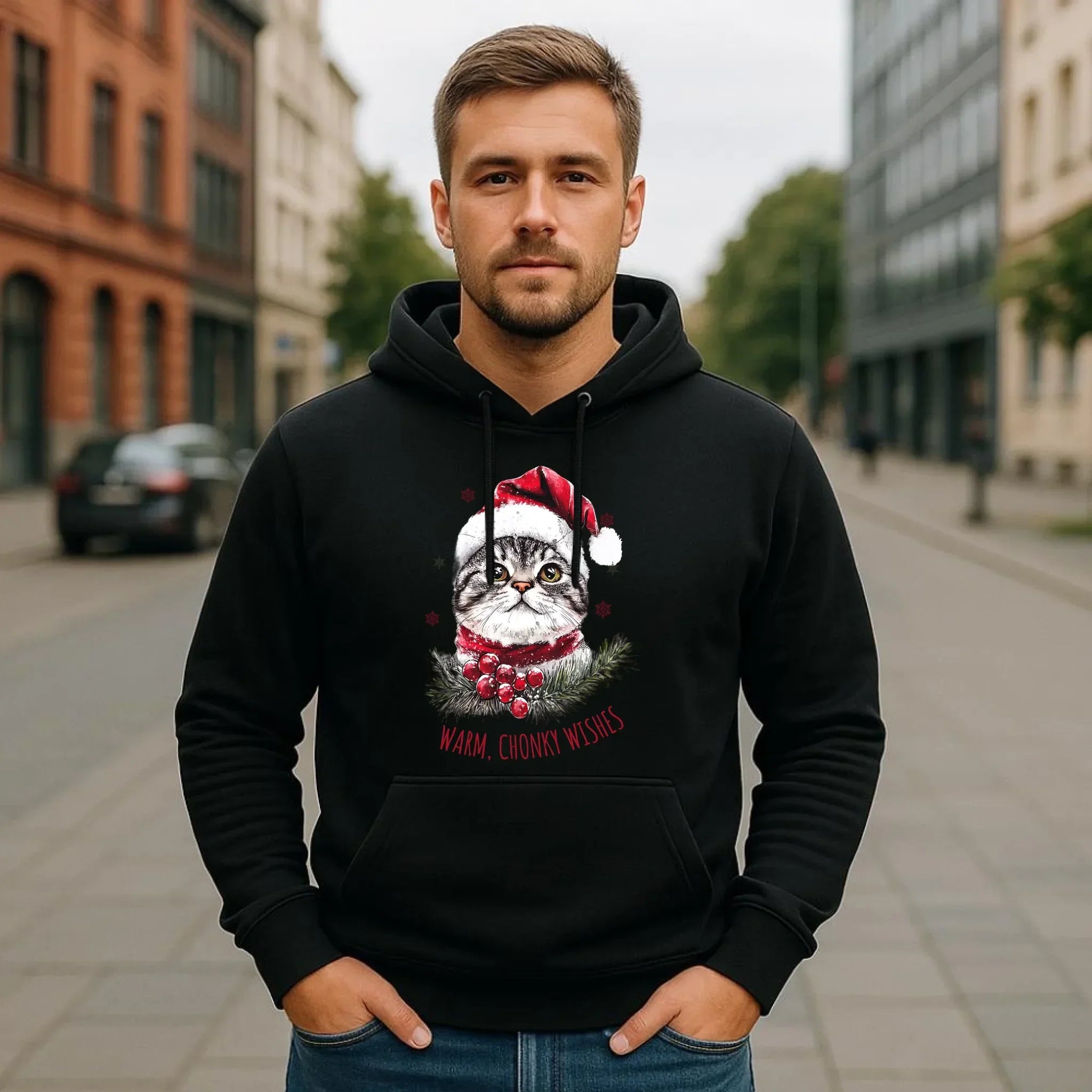Bluza męska z kapturem świąteczna - Warm, Chonky Wishes BN36 - StoryCups.pl