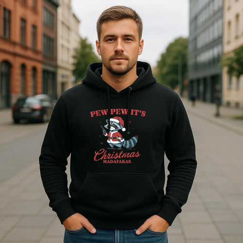 Bluza męska z kapturem świąteczna - Pew pew it's Christmas BN60 - StoryCups.pl
