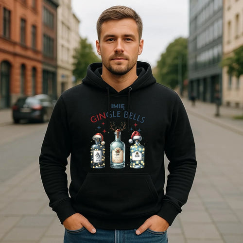 Bluza męska z kapturem świąteczna - Gin Gingle bells - personalizowana BN68 - StoryCups.pl