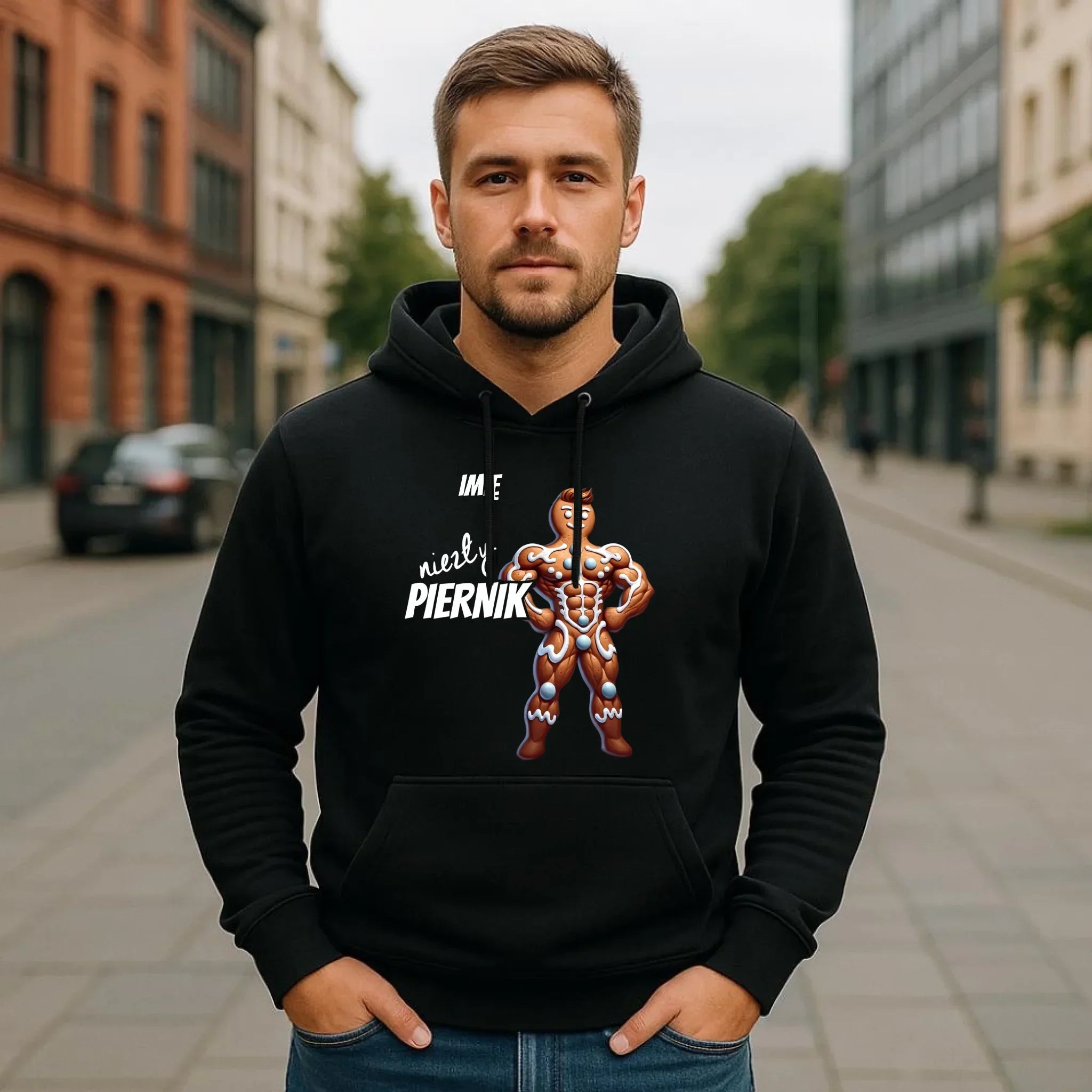 Bluza męska z kapturem świąteczna - Niezły piernik - personalizowana BN24 - StoryCups.pl