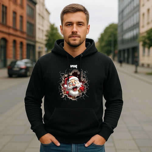 Bluza męska z kapturem świąteczna - Mikołaj 3D - personalizowana BN85 - StoryCups.pl