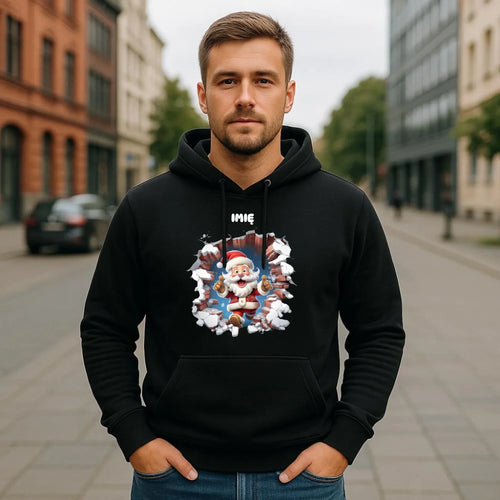 Bluza męska z kapturem świąteczna - Mikołaj 3D - personalizowana BN83 - StoryCups.pl