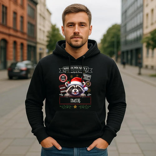 Bluza męska z kapturem świąteczna - Szop Paczka od Mikołaja - personalizowana BN145 - StoryCups.pl
