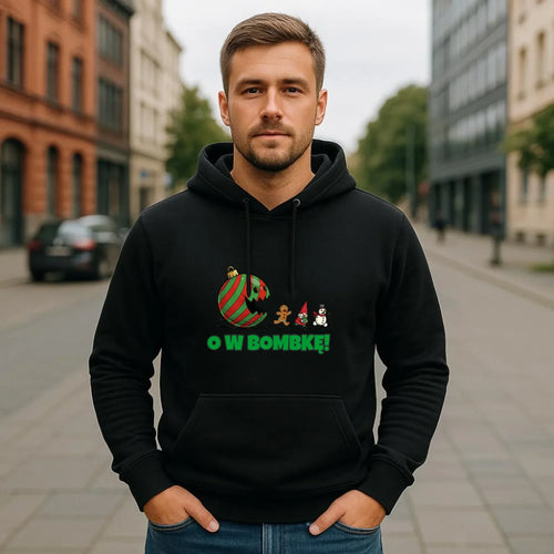 Bluza męska z kapturem świąteczna - O w bombkę BN142 - StoryCups.pl